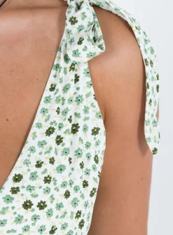 Princess Polly Nellie Tie Shoulder Mini Dress  Green Floral Sale