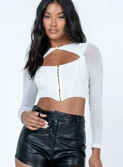 Princess Polly Neri Long Sleeve Top White Flash Sale