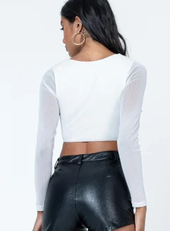 Princess Polly Neri Long Sleeve Top White Flash Sale
