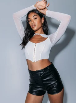 Princess Polly Neri Long Sleeve Top White Flash Sale