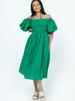 Princess Polly Neri Midi Dress  Green Clearance