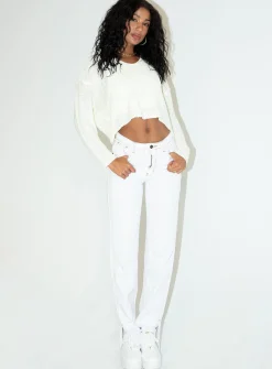 Princess Polly Nerin Cropped Sweater White Cream New