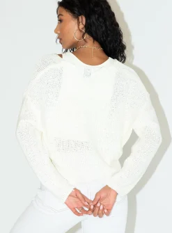 Princess Polly Nerin Cropped Sweater White Cream New