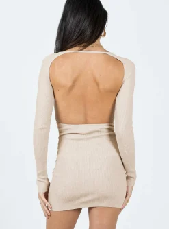 Princess Polly Neruda Knit Mini Dress Beige Cheap