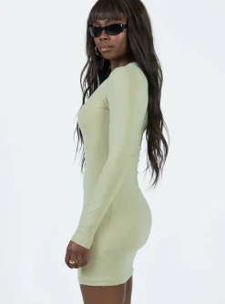 Princess Polly Neve Long Sleeve Mini Dress Khaki Store