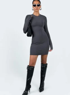 Princess Polly Neve Long Sleeve Mini Dress  Slate Hot