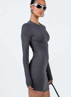 Princess Polly Neve Long Sleeve Mini Dress  Slate Hot