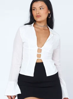 Princess Polly Nial Long Sleeve Top White Off White Discount