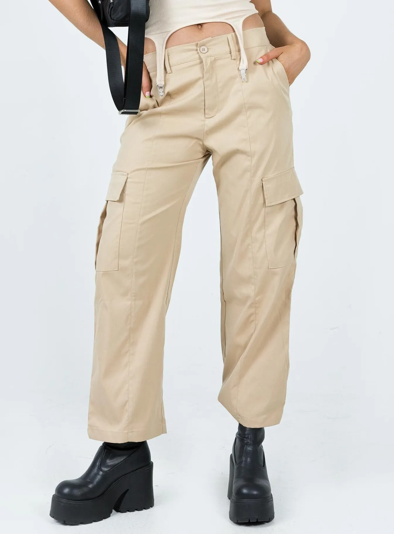 Princess Polly Nichols Cargo Pants Beige Cheap