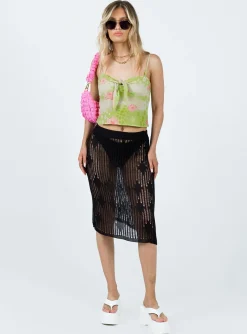 Princess Polly Nickson Midi Skirt  Black Clearance
