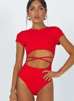 Princess Polly Nicola Bodysuit  Red Discount