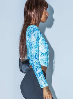 Princess Polly Nikola Long Sleeve Top Blue Fashion