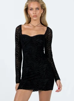 Princess Polly Nikolas Long Sleeve Mini Dress Black Cheap