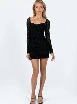 Princess Polly Nikolas Long Sleeve Mini Dress Black Cheap