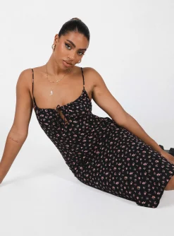 Princess Polly Noda Midi Dress  Black / Floral Cheap