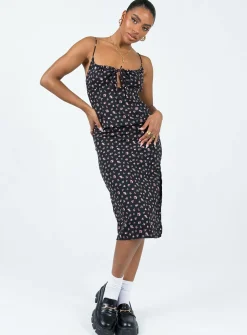 Princess Polly Noda Midi Dress  Black / Floral Cheap