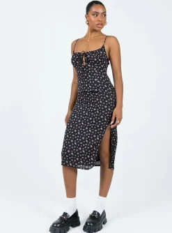 Princess Polly Noda Midi Dress  Black / Floral Cheap