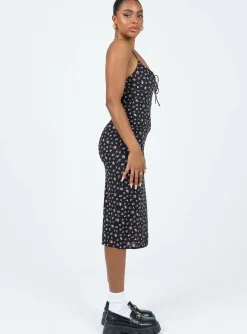 Princess Polly Noda Midi Dress  Black / Floral Cheap