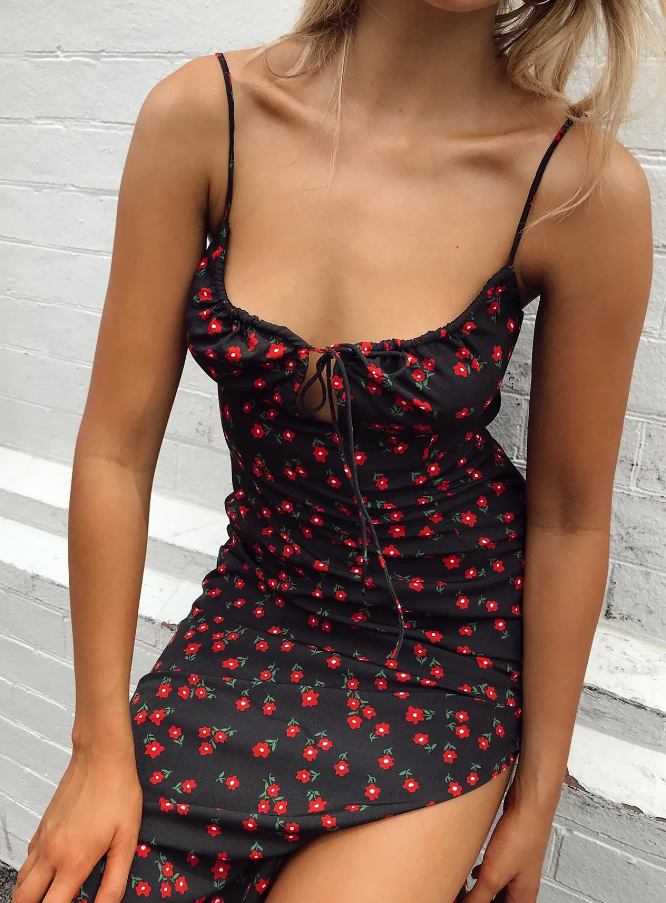 Princess Polly Noda Midi Dress Black/Red Best Sale