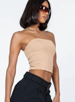 Princess Polly Noela Top  Beige Cheap