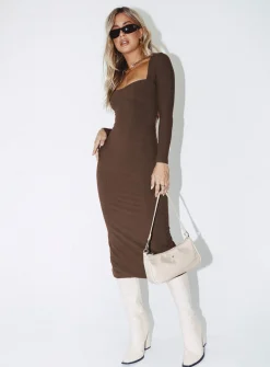 Princess Polly Nolan Midi Dress  Brown Discount