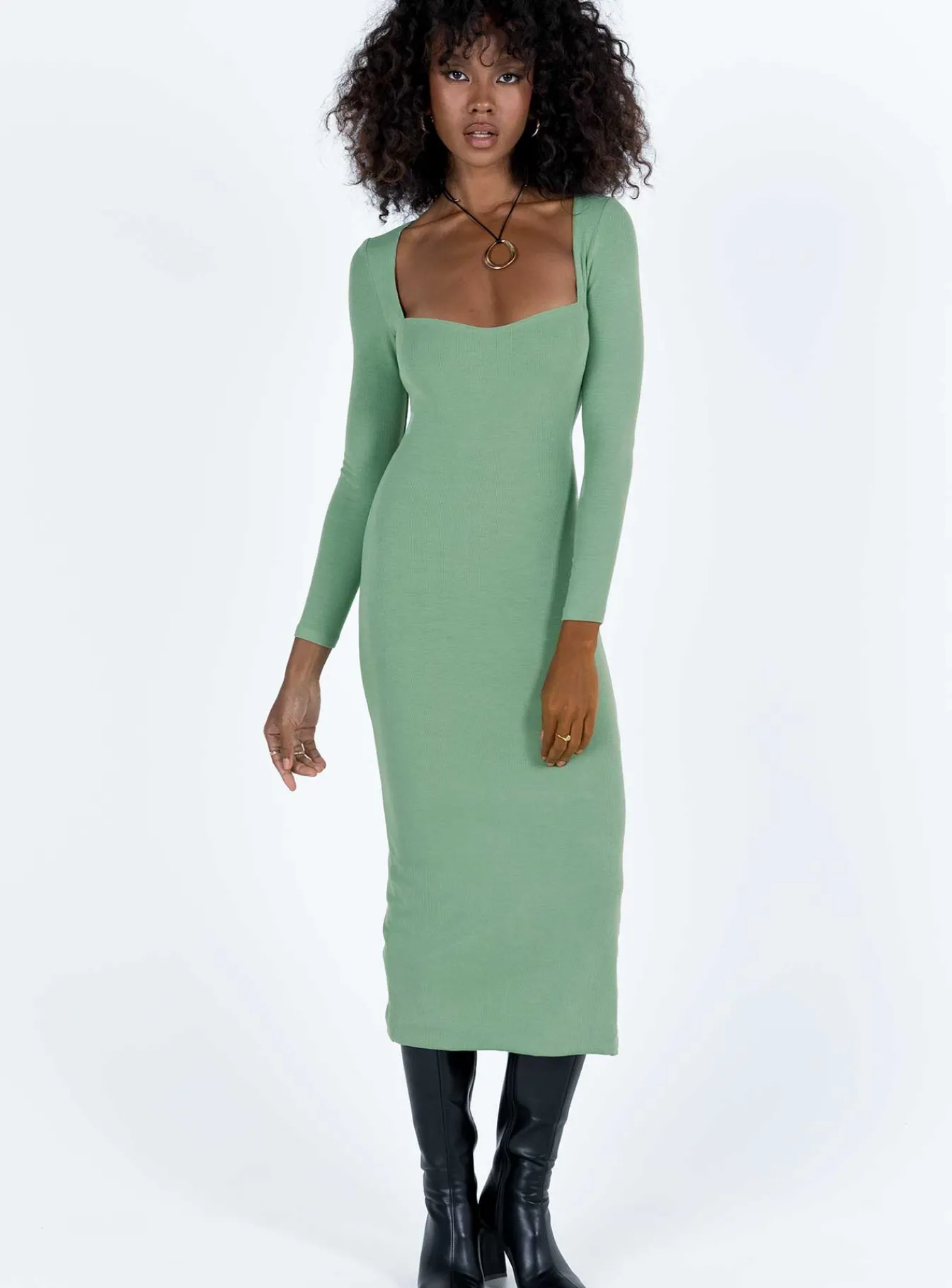 Princess Polly Nolan Midi Dress Green Sale