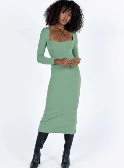 Princess Polly Nolan Midi Dress Green Sale