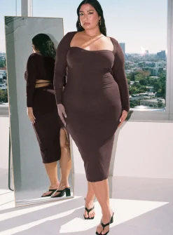 Princess Polly Nolan Midi Dresscurve   Brown Fashion