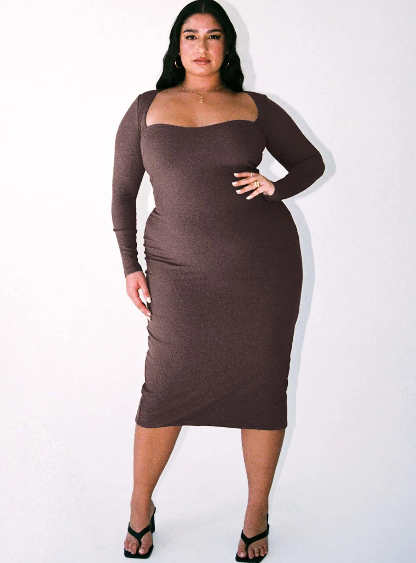Princess Polly Nolan Midi Dresscurve Brown Fashion