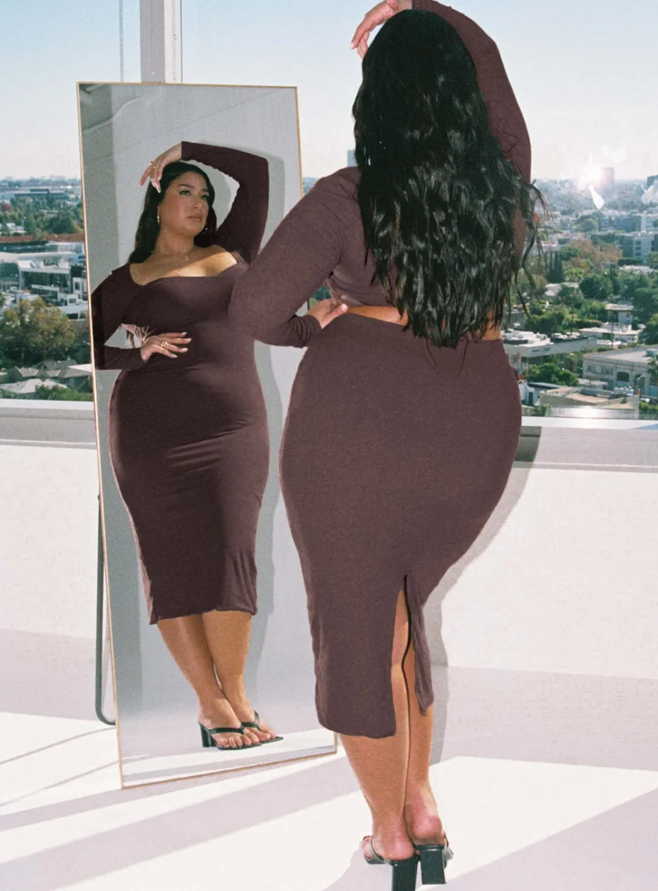 Princess Polly Nolan Midi Dresscurve Brown Fashion