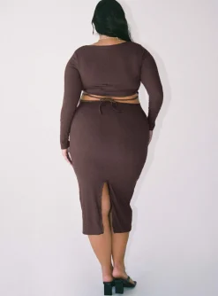 Princess Polly Nolan Midi Dresscurve Brown Fashion