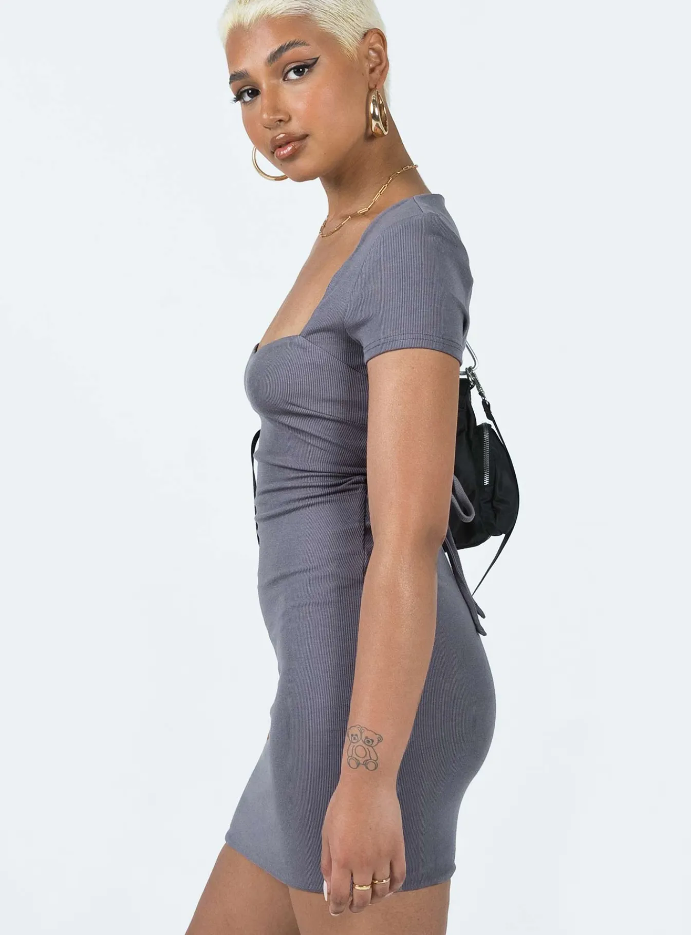 Princess Polly Nolan Short Sleeve Mini Dress Slate Best