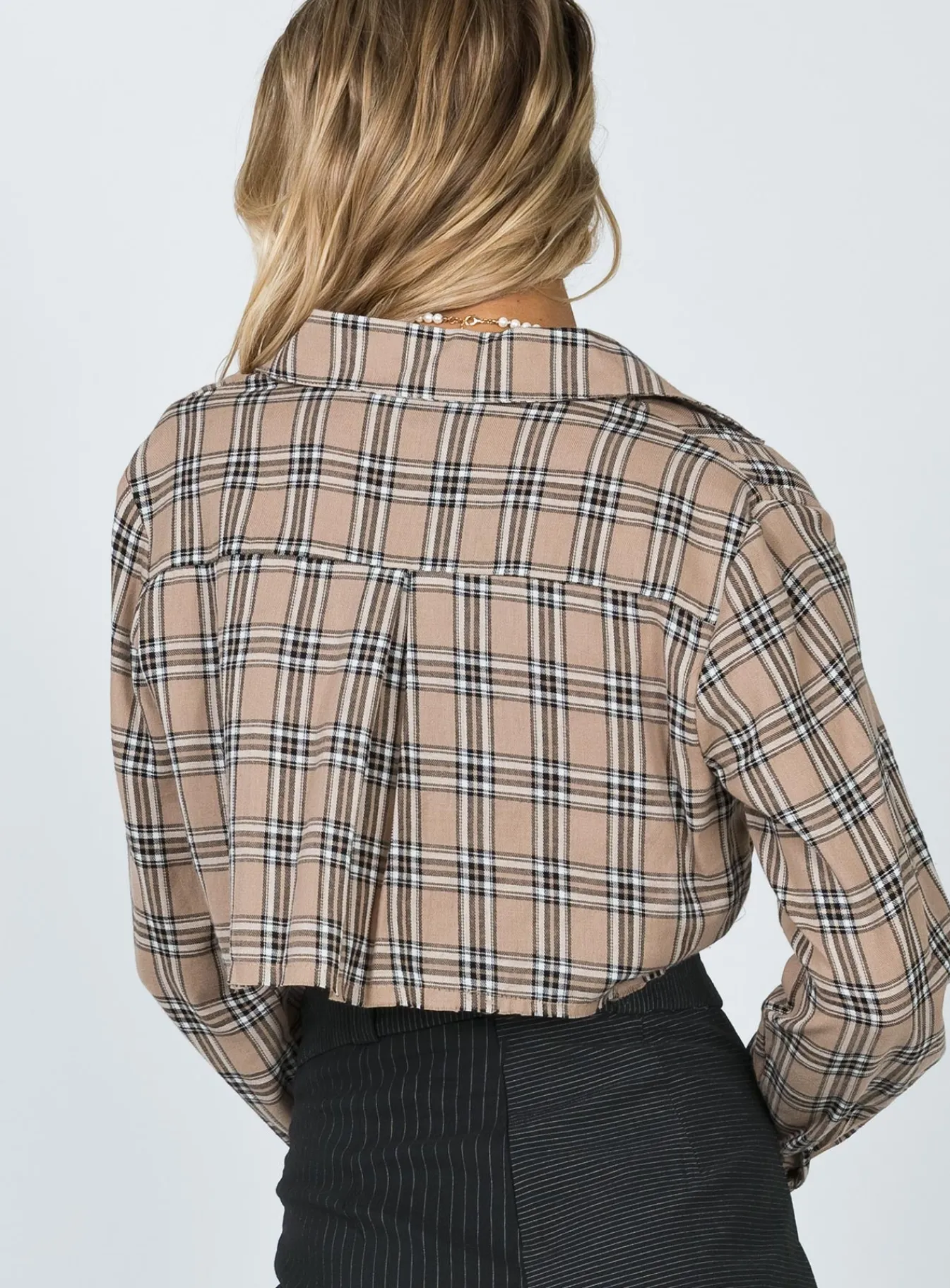 Princess Polly Nora Cropped Shirt Beige Sale
