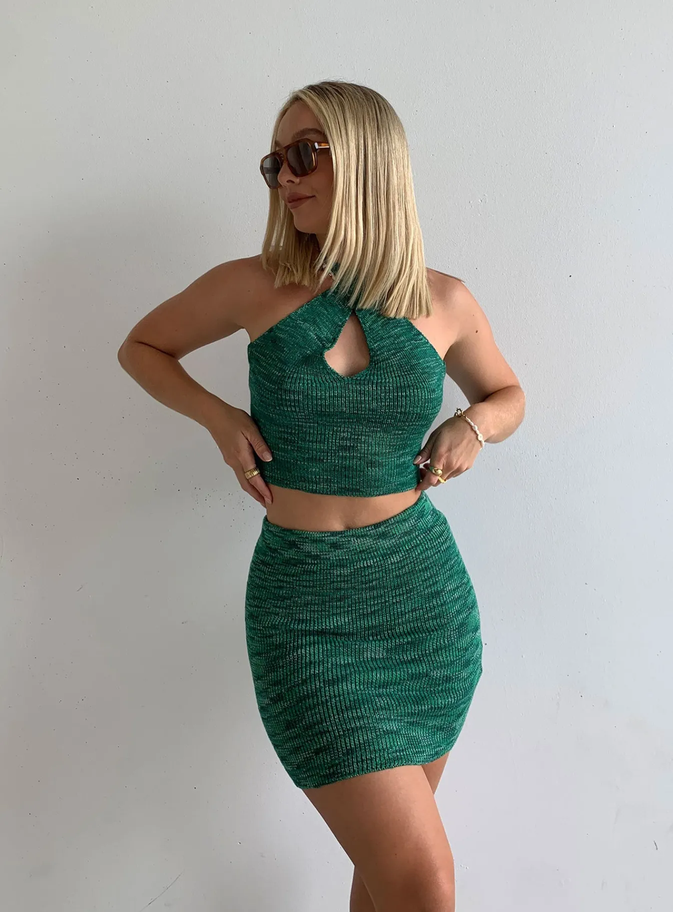Princess Polly Nora Knit Set Green Hot