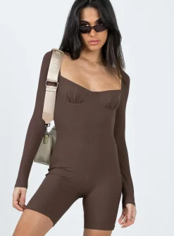 Princess Polly Norah Romper  Brown Sale