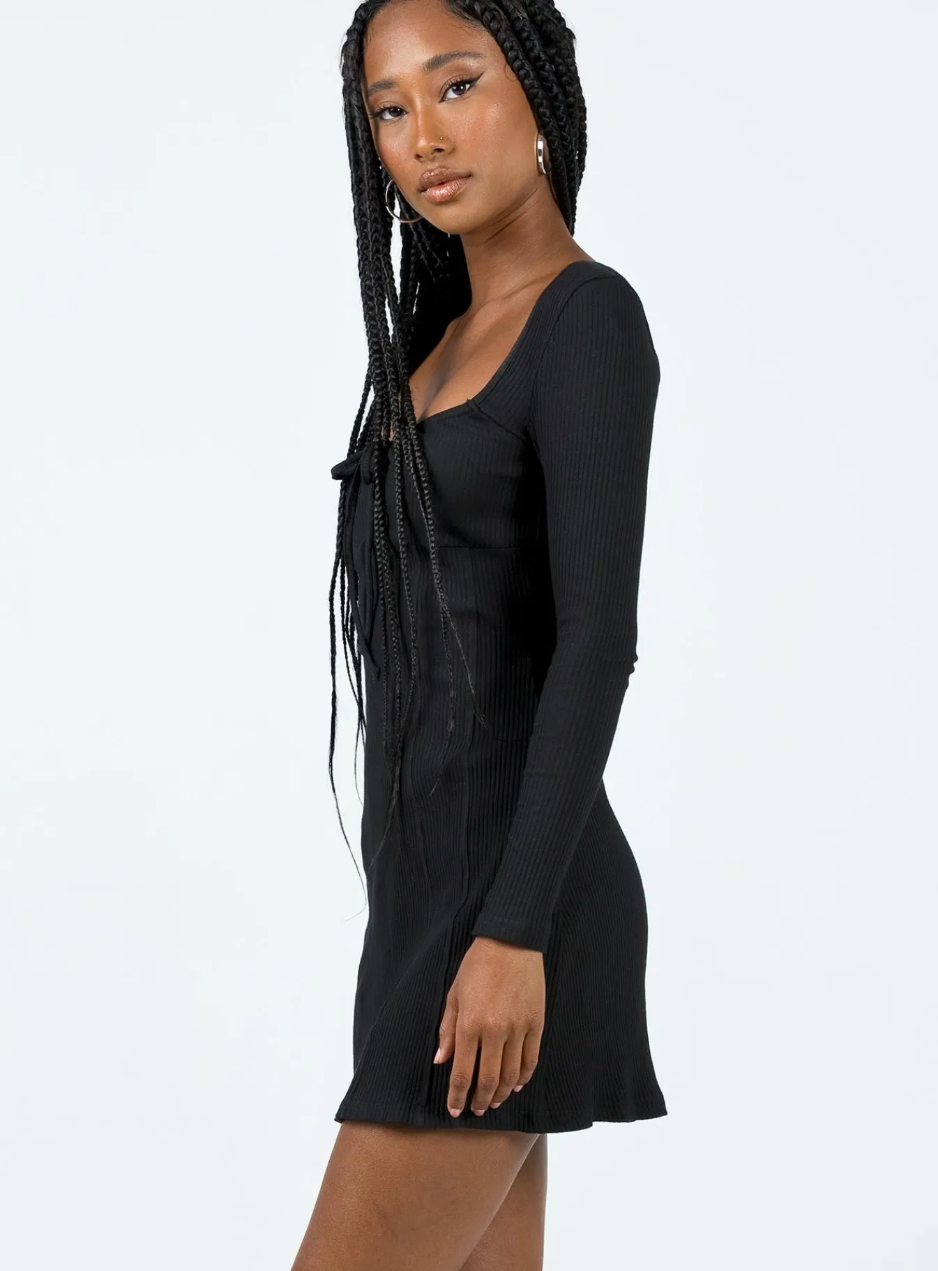 Princess Polly Normandy Long Sleeve Mini Dress Black Outlet