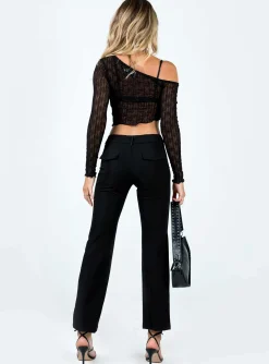 Princess Polly Norton Low Rise Pants  Black Clearance