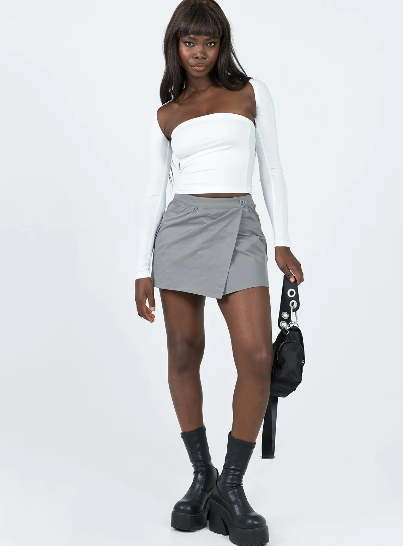 Princess Polly Not Going Home Mini Skirt Grey Best Sale
