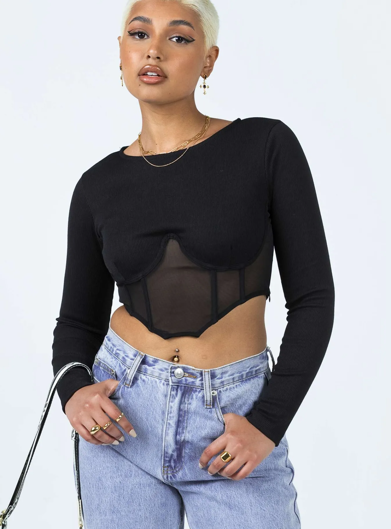 Princess Polly Not Your Baby Long Sleeve Top Black Hot