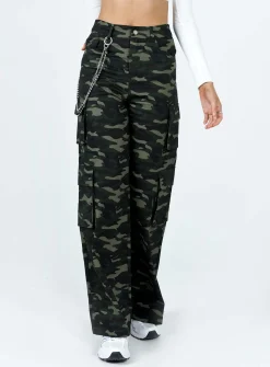 Princess Polly Now You See Me Pants Camouflage   Green Discount