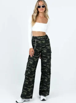 Princess Polly Now You See Me Pants Camouflage   Green Discount