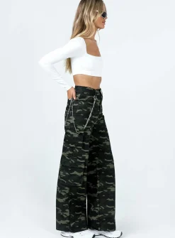Princess Polly Now You See Me Pants Camouflage   Green Discount