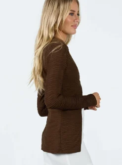 Princess Polly Nowell Long Sleeve Top  Brown Sale