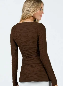 Princess Polly Nowell Long Sleeve Top  Brown Sale