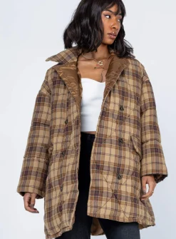 Princess Polly Nyomi Coat  Brown New