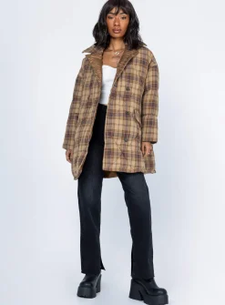 Princess Polly Nyomi Coat  Brown New