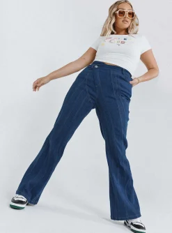 Princess Polly Odette Flare Denim Jeans  Blue Fashion
