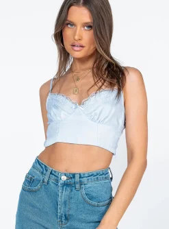 Princess Polly Old School Love Crop Top Blue Cheap