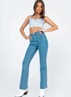 Princess Polly Old School Love Crop Top Blue Cheap