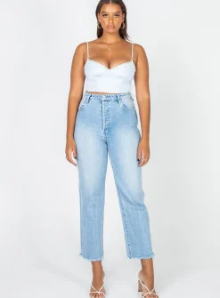 Princess Polly Old School Love Crop Top Blue Cheap